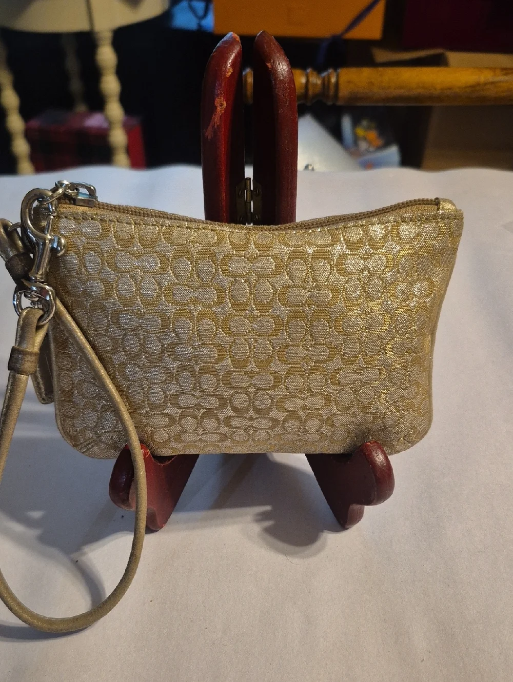 Coach Metallic Gold Signature Wristlet - Picture 4 of 8
